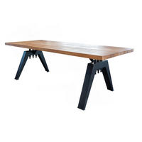 ESSTISCH MIT GERADER KANTE REY Braun Akazie - Schwarz/Braun, Holz/Metall (280/100/78cm) - KAWOLA