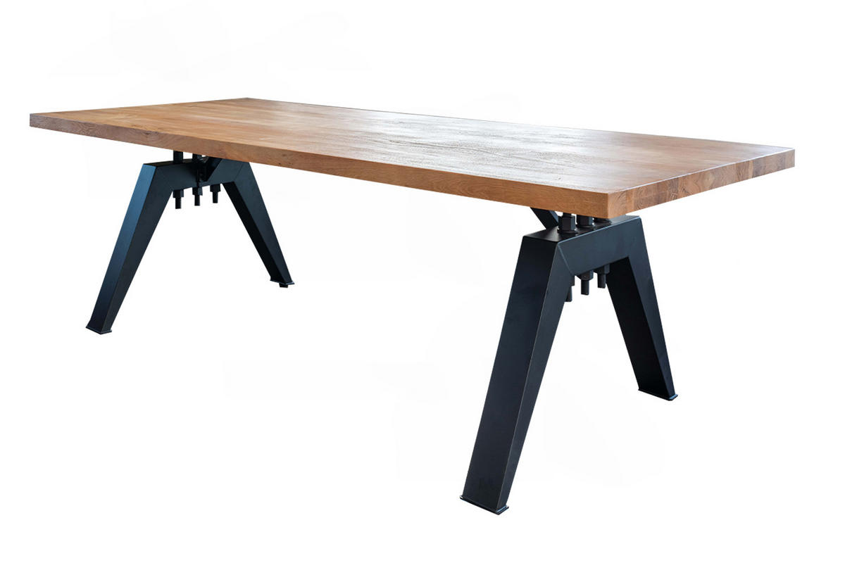 ESSTISCH MIT GERADER KANTE REY Braun Akazie - Schwarz/Braun, Holz/Metall (280/100/78cm) - KAWOLA