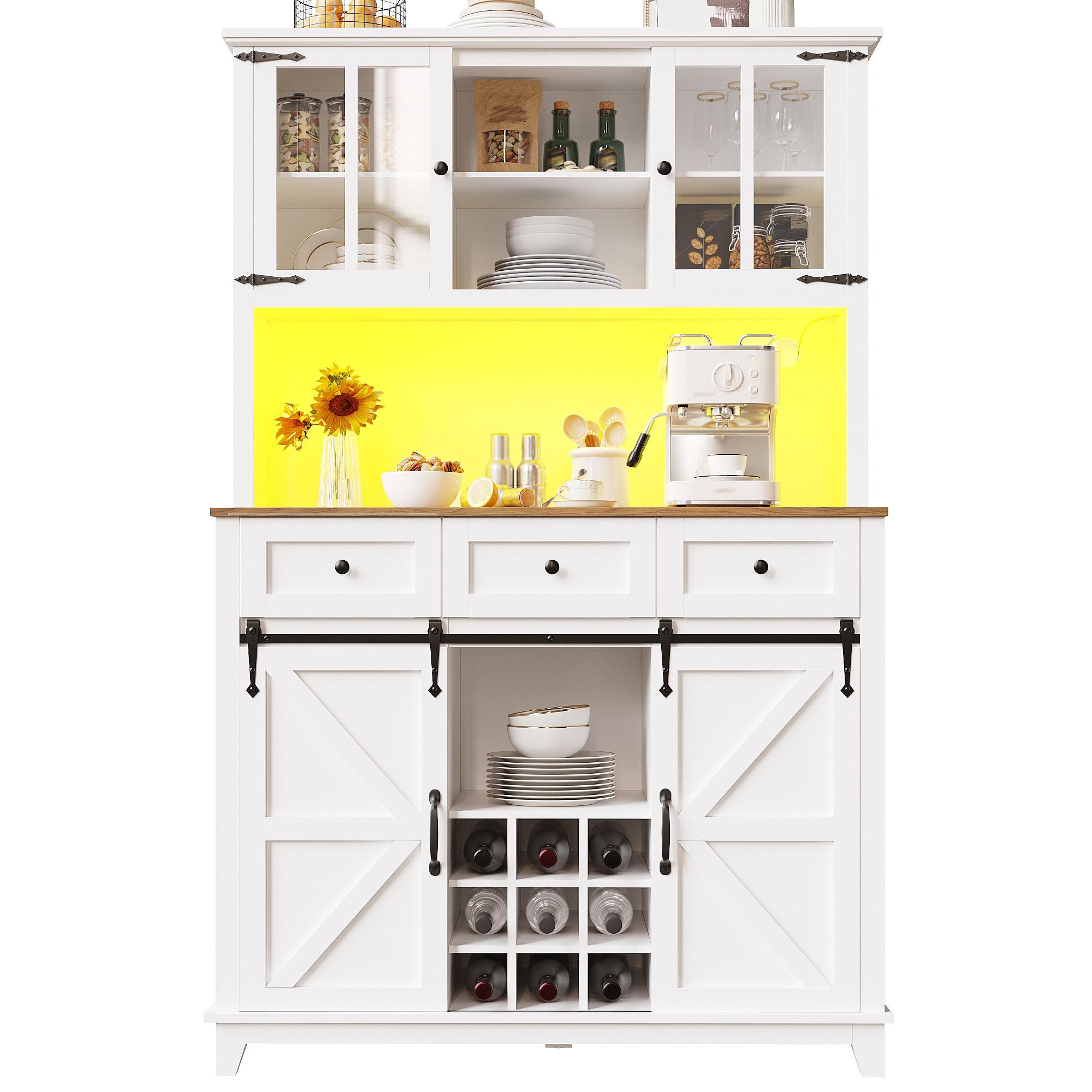 KÜCHENSCHRANK 105x38.4x180cm LED Hochschrank Weiß - Weiß, Holzwerkstoff (105/180/38.4cm) - FLIEKS