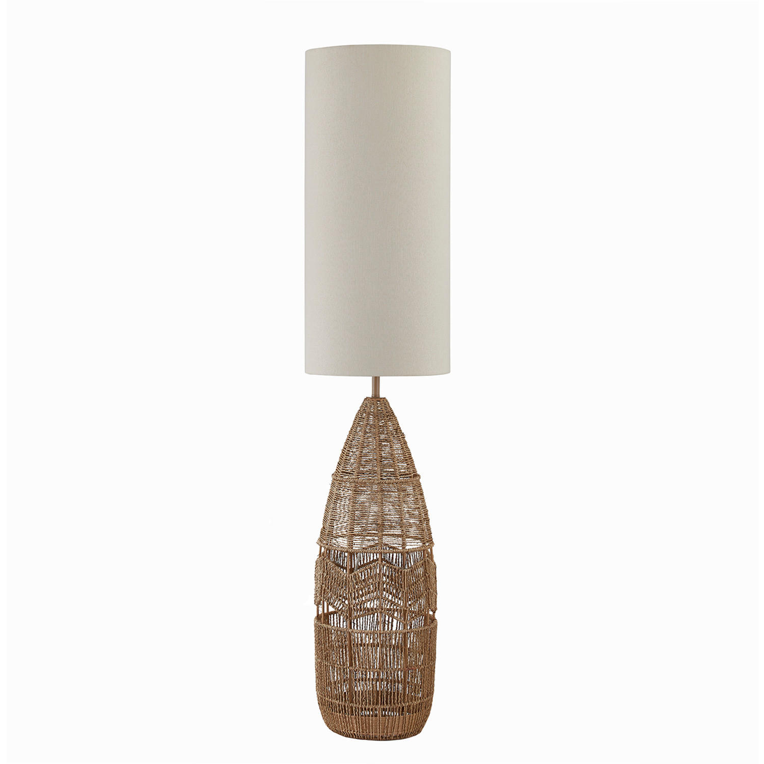 STEHLEUCHTE - Leinen / Eisen - 1-flammig - Beige/Braun, Textil/Metall (28/28/134cm) - home24
