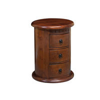 NACHTTISCH rund Akazie 42x42x55 nougat lackiert OXFORD #337 - Dunkelbraun, Holz (42/55/42cm) - Massivmoebel24