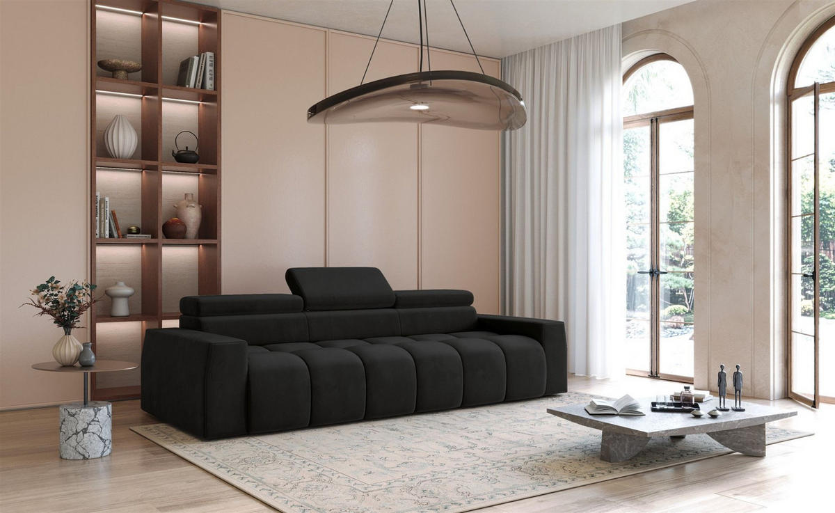 SOFA Darcy - Schwarz, Holzwerkstoff/Textil (303/98/115cm) - Fun Möbel