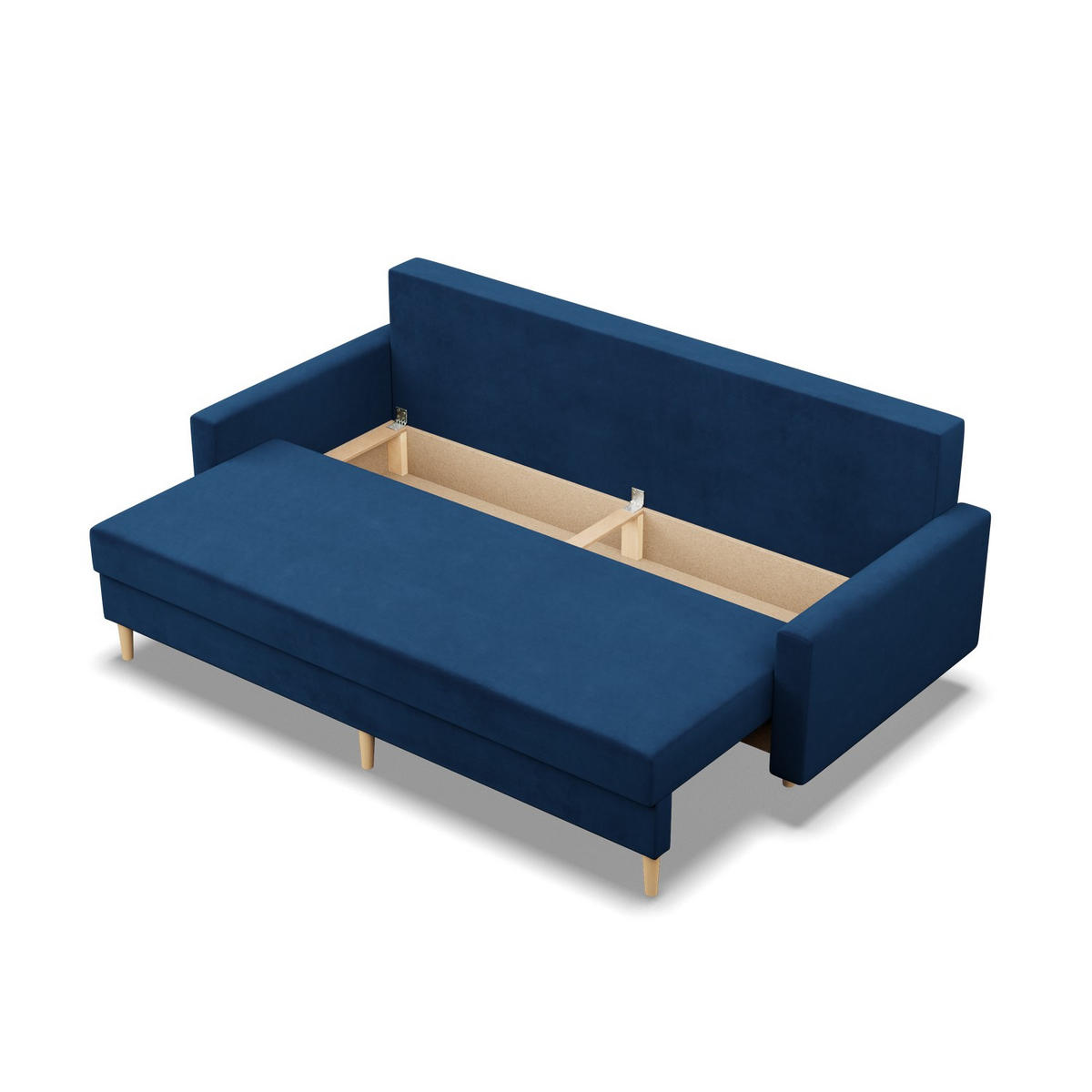 SOFA 3-SITZER MIT SCHLAFFUNKTION BLANK, Dunkelblau - Blau, Textil (212/92/92cm) - Mebligo