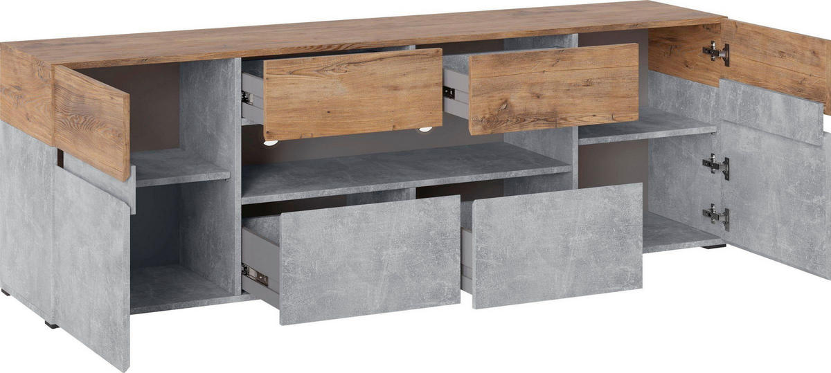 LOWBOARD Rimini Atelier hell / Kastanie Breslau 180 / 40 / 59cm - Kastanienfarben/Braun, Holzwerkstoff (180/59/40cm) - Feldmann-Wohnen