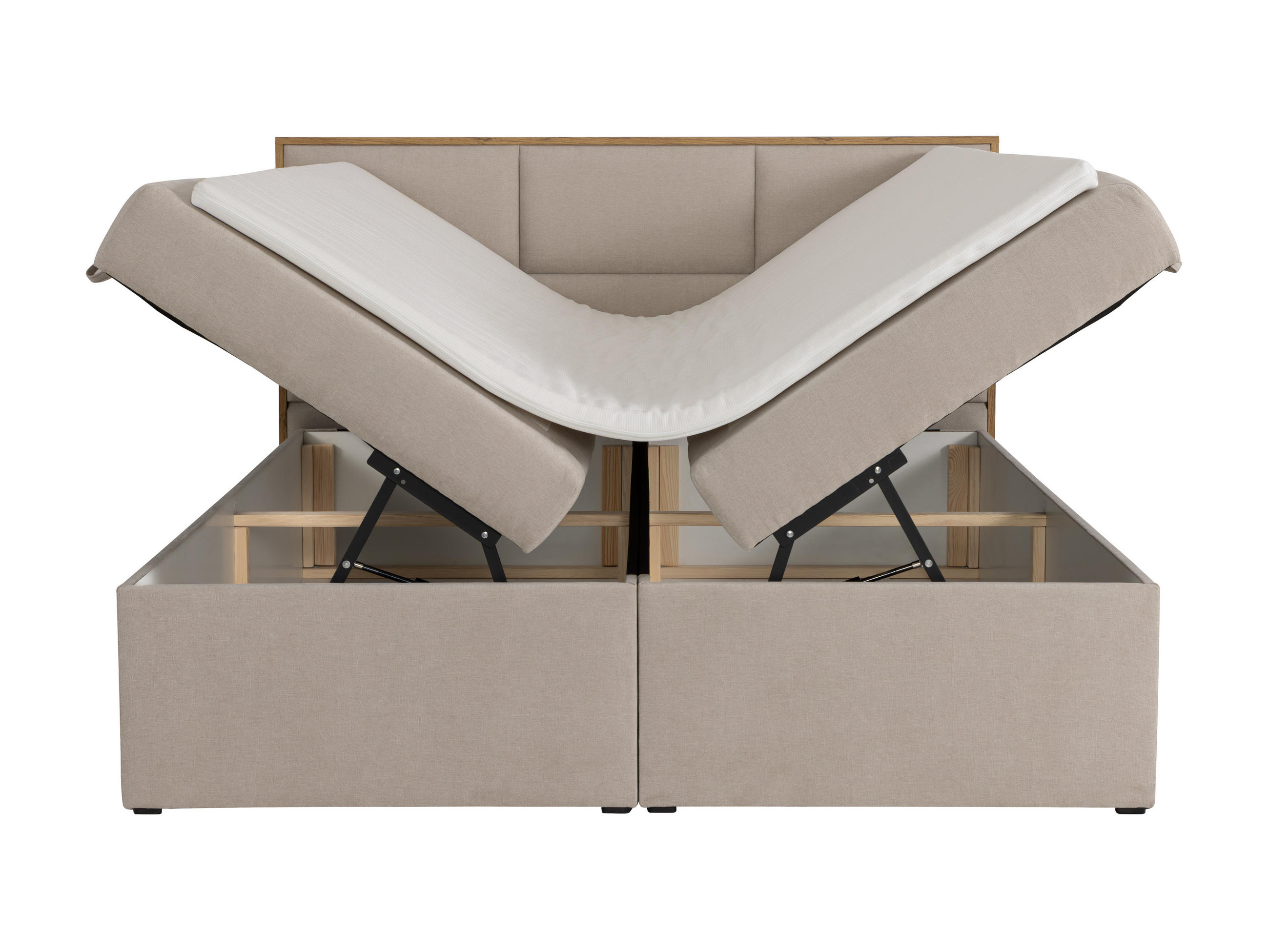 Thumbnail - KS Home Concept Boxspringbett, Beige, Textil, H3, 200x200 cm, Schlafzimmer, Betten, Boxspringbetten