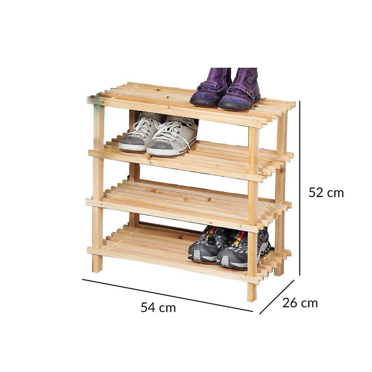 SCHUHREGAL Schuhschrank Fsc 26/52/54 cm - Beige, Holz (52/54/26cm) - Kesper