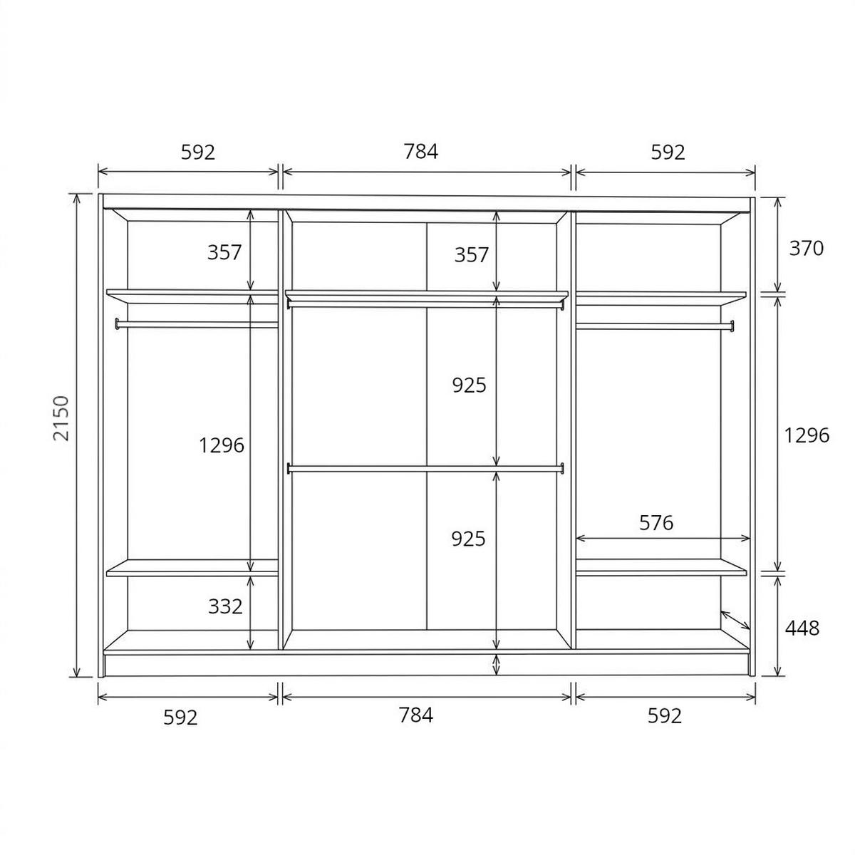 SCHWEBETÜRENSCHRANK BELANO 200 cm. Innenausstattung: Basic - Schwarz/Weiß, Holzwerkstoff (200/215/59.5cm) - A&J MöbelLand