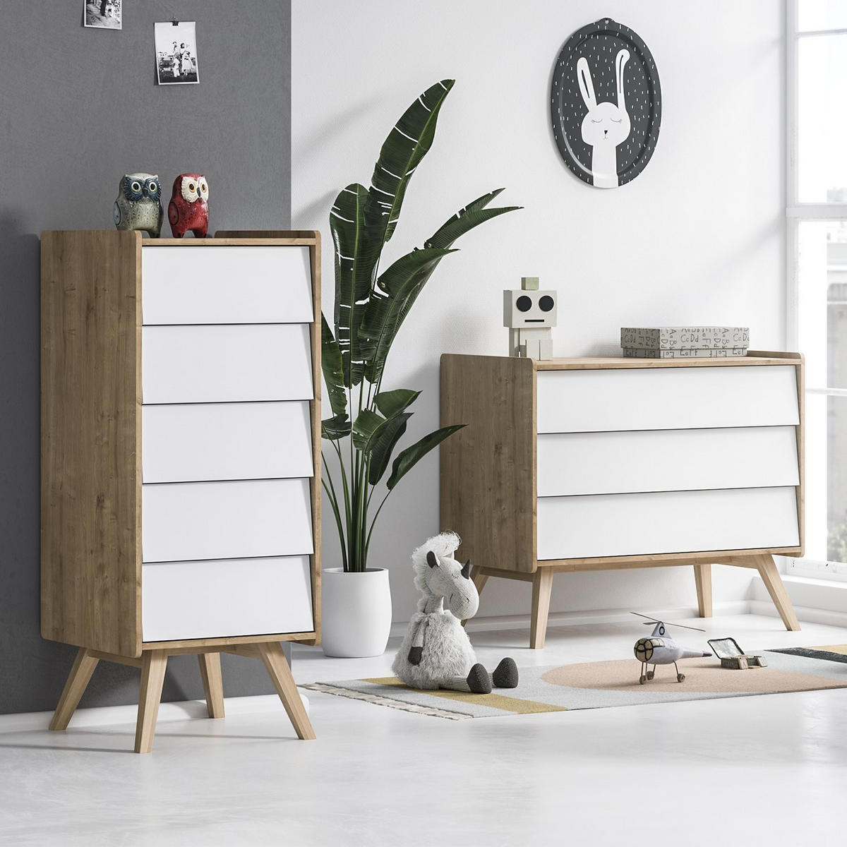 KOMMODE 3 Schubladen L100 cm - Vintage - Weiß, Holzwerkstoff (58.5/90/100cm) - Calicosy