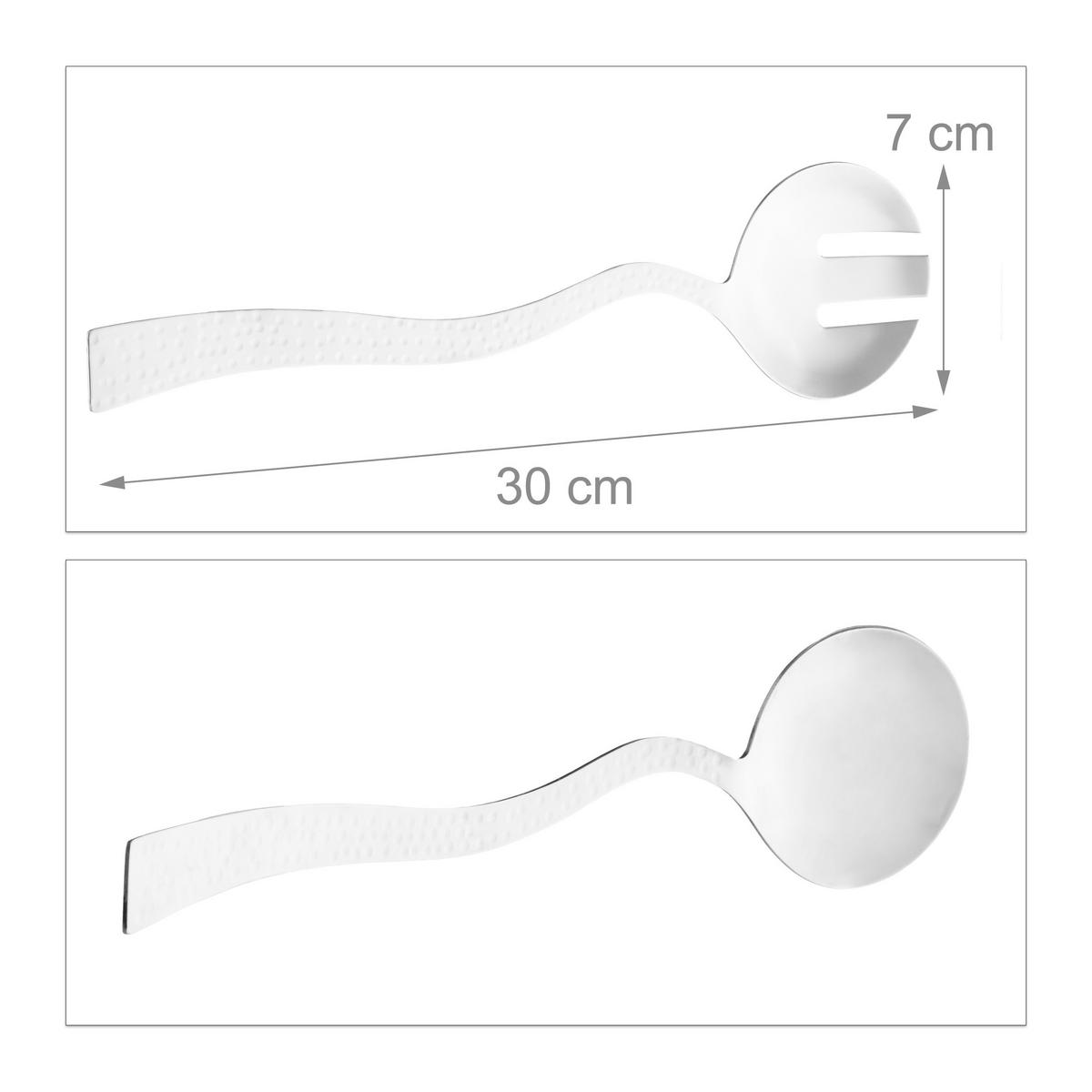 SALATSCHÜSSEL Set - Silberfarben, Metall (28/28/10cm) - Relaxdays