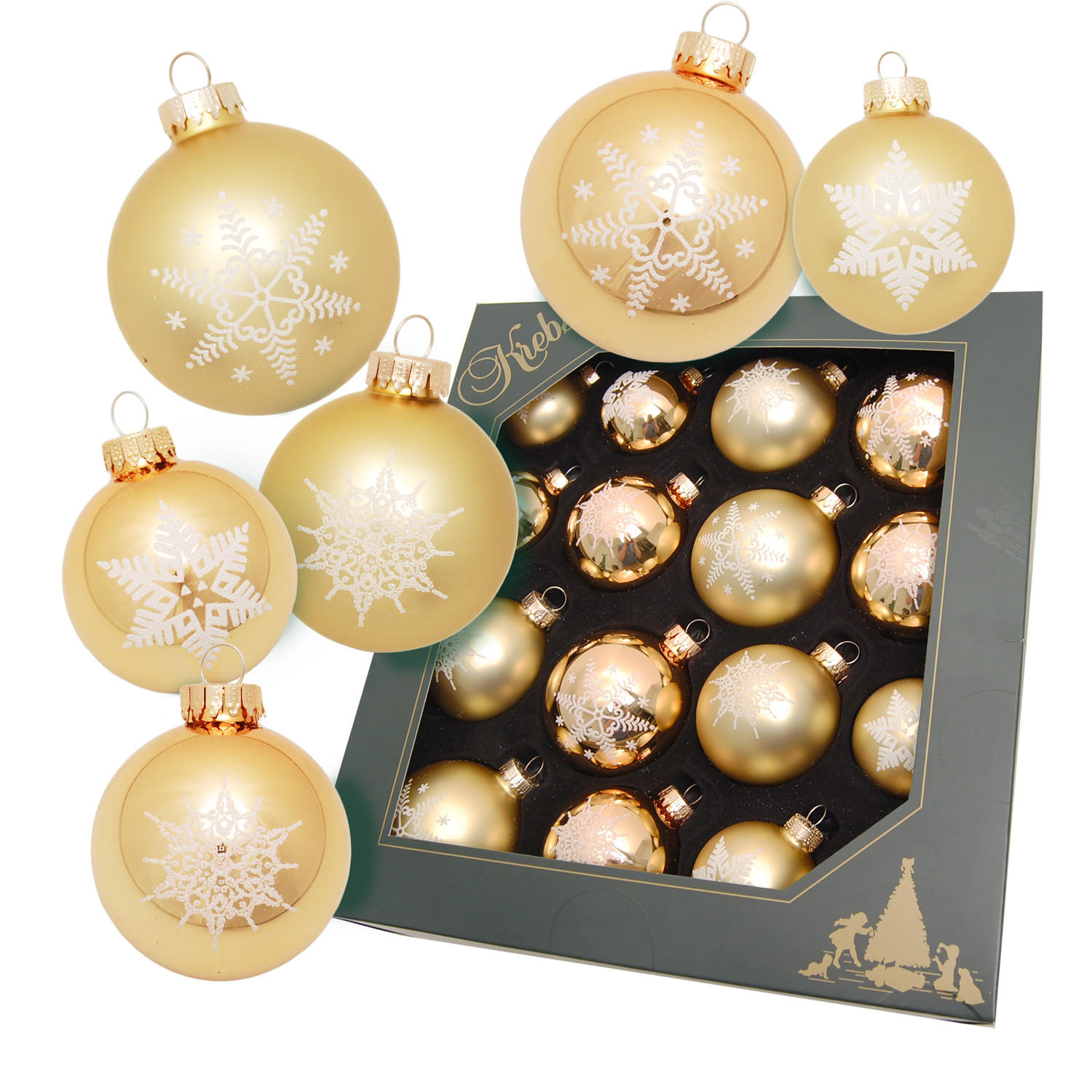 Krebs Glas Lauscha Christbaumkugeln Gold 6x8x5 cm