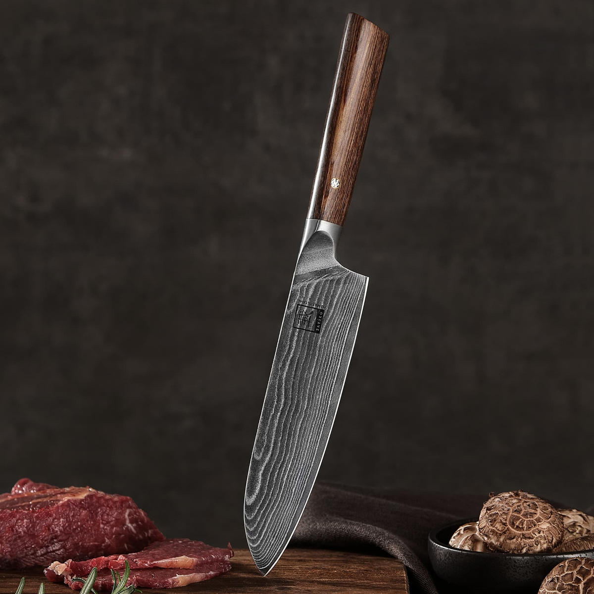 3ER MESSER-SET 8–18 cm - Braun, Holz/Metall - Zayiko