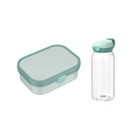 LUNCHSET (FLASCHE MIT KLAPPDECKEL) Campus Cool Mint 600 ml + 750 ml 2-tlg. - Mintgrün, Kunststoff (10.8/21.8/21.8cm) - Mepal