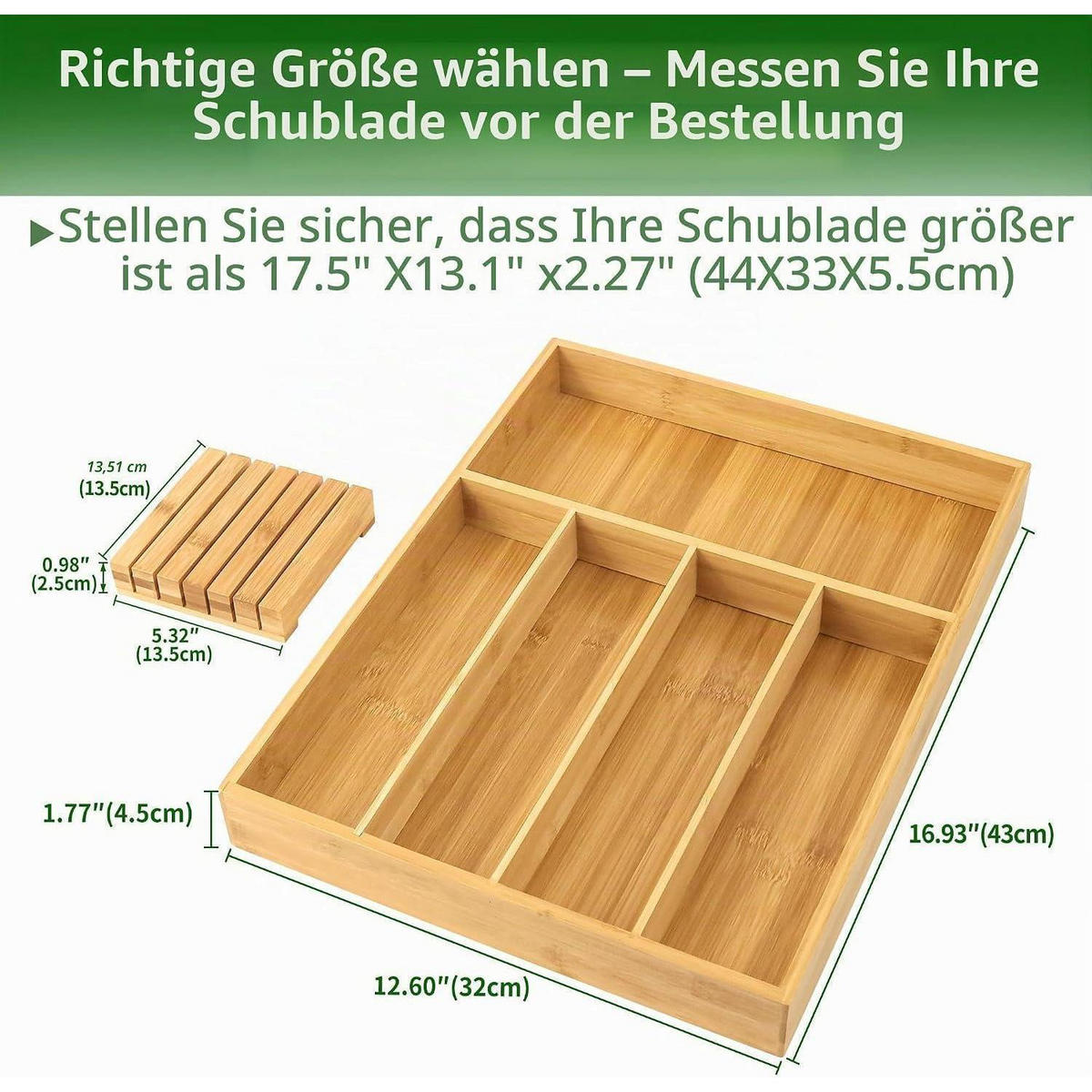 BESTECKEINSATZ mit Messerblock Bambus 43 cm - Braun, Naturmaterialien (32/4.5/43cm)