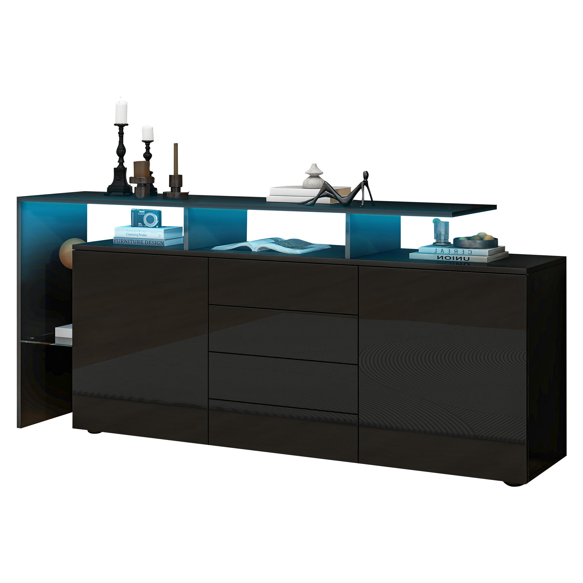 Meubliv Sideboard Schwarz 160x70x35 cm
