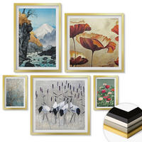 WANDBILDER 5er Set - 50x50 cm & 20x30 cm & 40x60 cm Goldrahmen - Tropische Pflanzen, Pflanzenliebhaberin - Goldfarben, Kunststoff (40/60cm) - ArtPrintCave