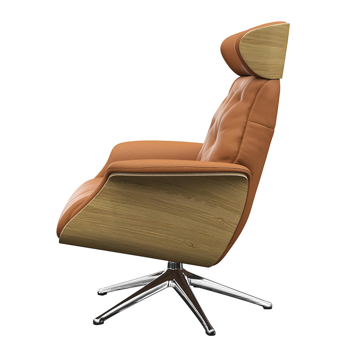 RELAXSESSEL - Echtleder - Chromfarben/Cognac, Leder/Metall (83/110/83cm) - home24