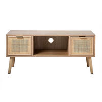 TV-MÖBEL mit 2 Schubladen Vorderseite aus Rattan - L100 cm - Apfelbaumfarben, Holzwerkstoff (42/45/100cm) - Calicosy