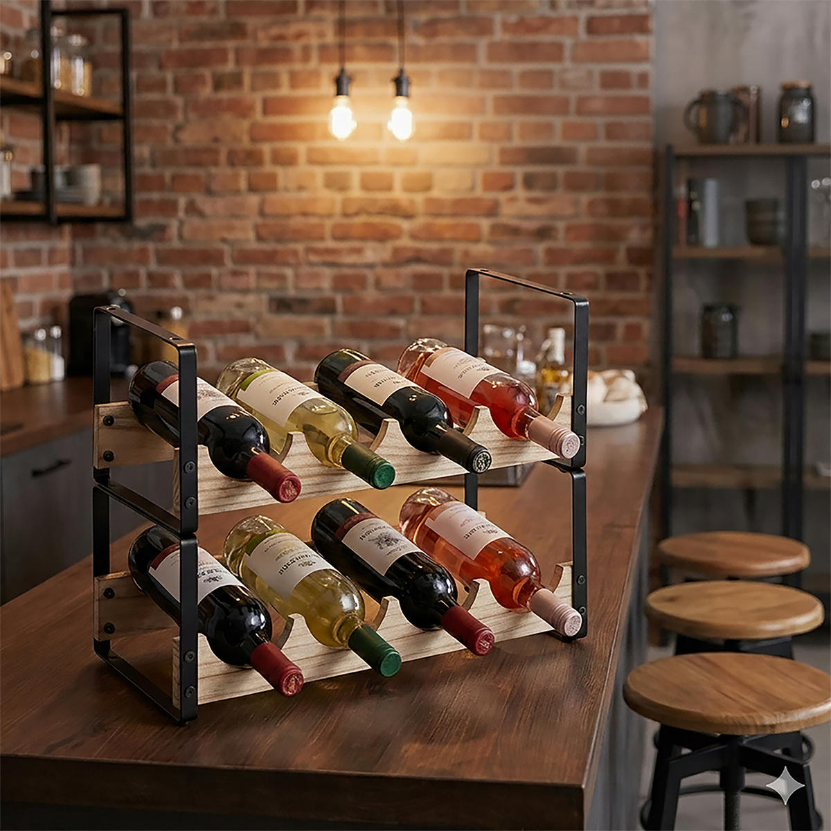 WEINREGAL - Multicolor, Holz/Metall (39.5/29/17.5cm) - Relaxdays