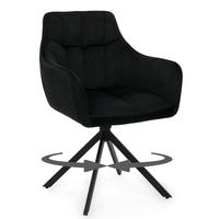 STUHL FANO X drehbar gepolsterter mit Steppung - schwarz - Velour - Schwarz, Textil/Metall (58/83/59cm) - NEW HOME