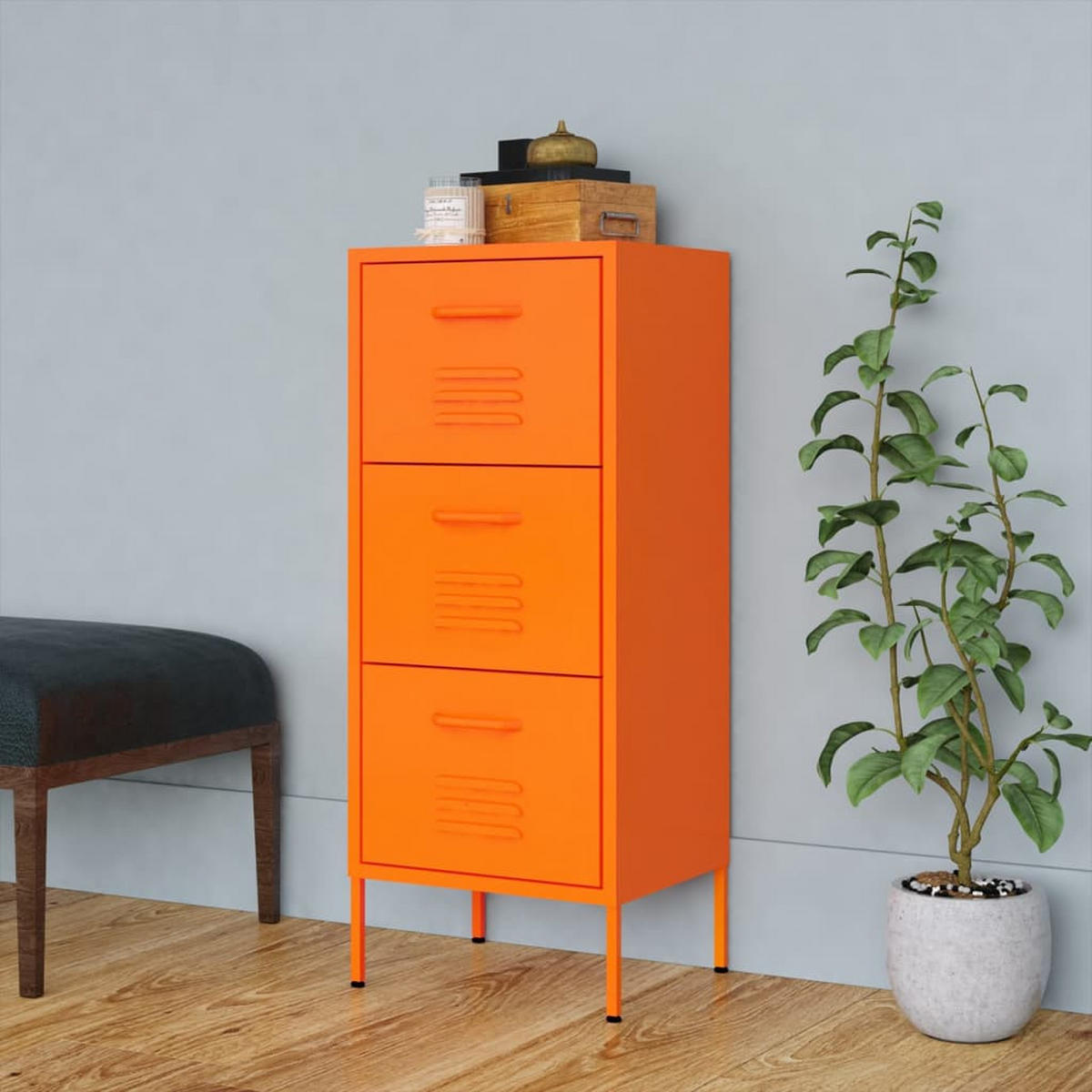 LAGERSCHRANK Orange 42,5/35/101,5 Cm Stahl - Orange, Metall (42.5/101.5/35cm) - vidaXL