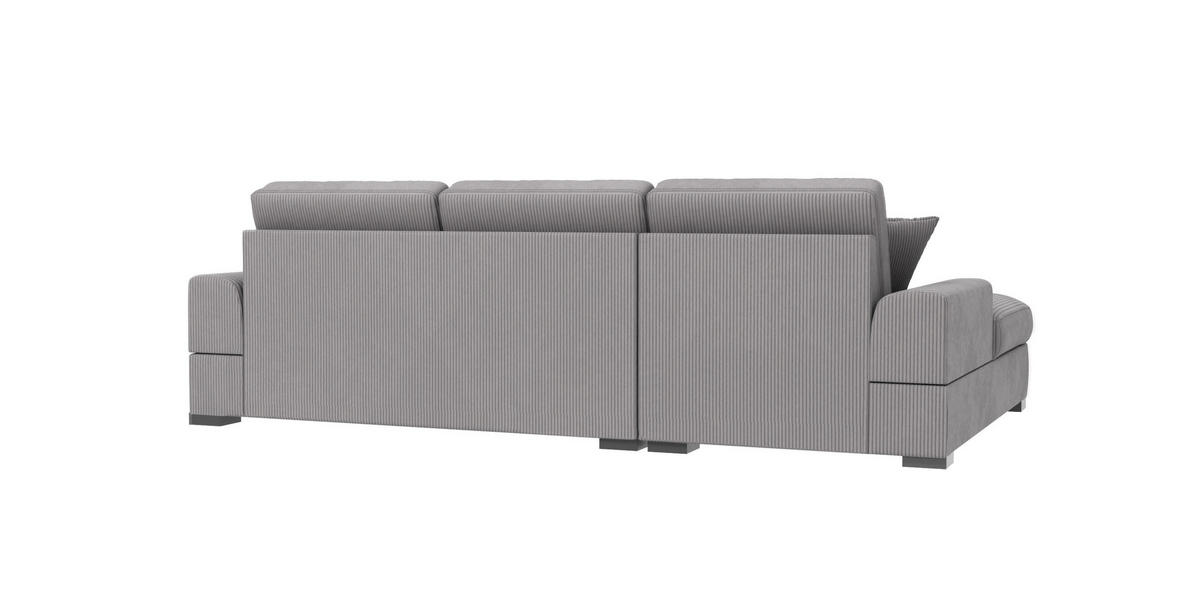 ECKSOFA Saga Hellgrau Cord - Hellgrau/Schwarz, Holz/Buchenholz (306/184cm) - S-Style Möbel