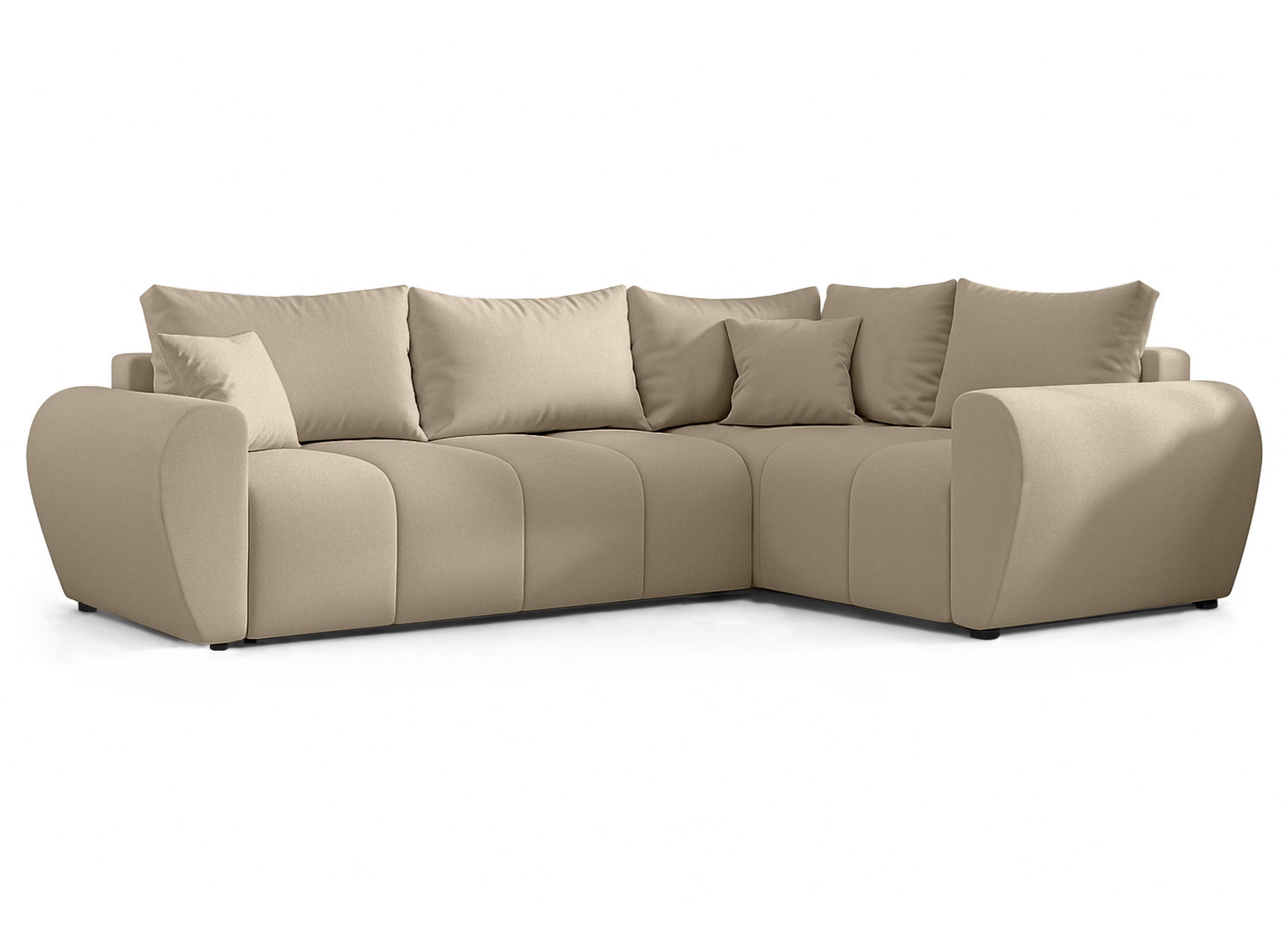 ECKSOFA L Form Malatya MAX Hellbraun 246/145/80 cm stilvolle mit Schlaffunktion R - Hellbraun/Schwarz, Kunststoff/Textil (235/175cm) - AX Living