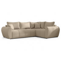 ECKSOFA L Form Malatya MAX Hellbraun 246/145/80 cm stilvolle mit Schlaffunktion R - Hellbraun/Schwarz, Kunststoff/Textil (235/175cm) - AX Living