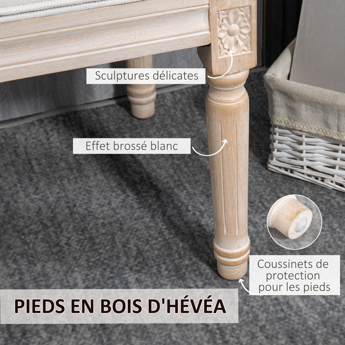SITZBANK Creme 117/40/48 cm - Creme, Holz/Fell (40/48/117cm) - PANGIVO