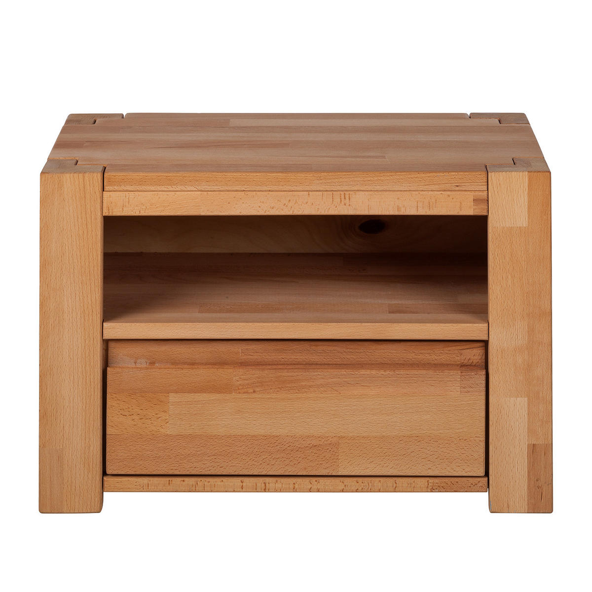 NACHTKOMMODE - Massivholz - Buchefarben, Holz (61/42/35cm) - home24