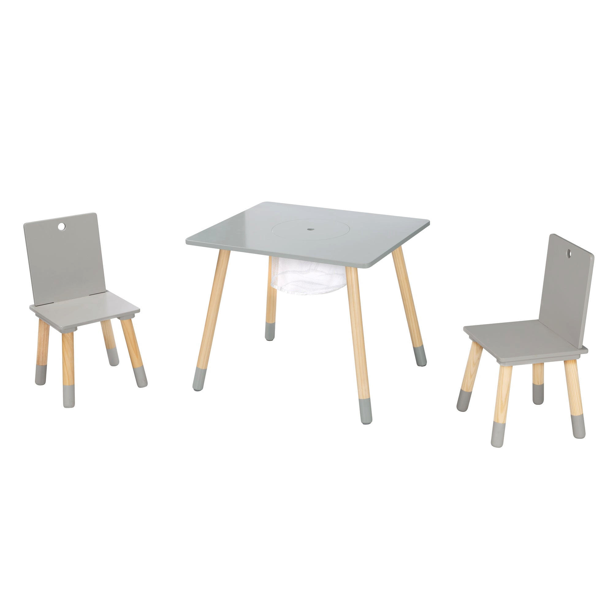 SITZGRUPPE mit Aufbewahrungsnetz - Naturfarben/Grau, Holzwerkstoff/Textil (60/54/50cm) - Roba