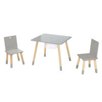 SITZGRUPPE mit Aufbewahrungsnetz - Naturfarben/Grau, Holzwerkstoff/Textil (60/54/50cm) - Roba