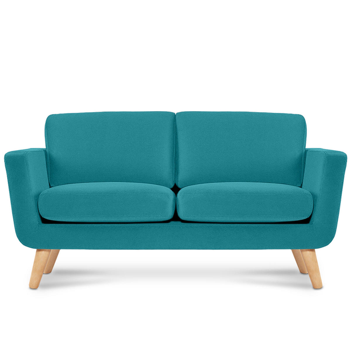SOFA TAGIO mit Armlehnen, Türkisblau - Türkis/Braun, Buchenholz/Textil (153/80/84cm) - KONSIMO®