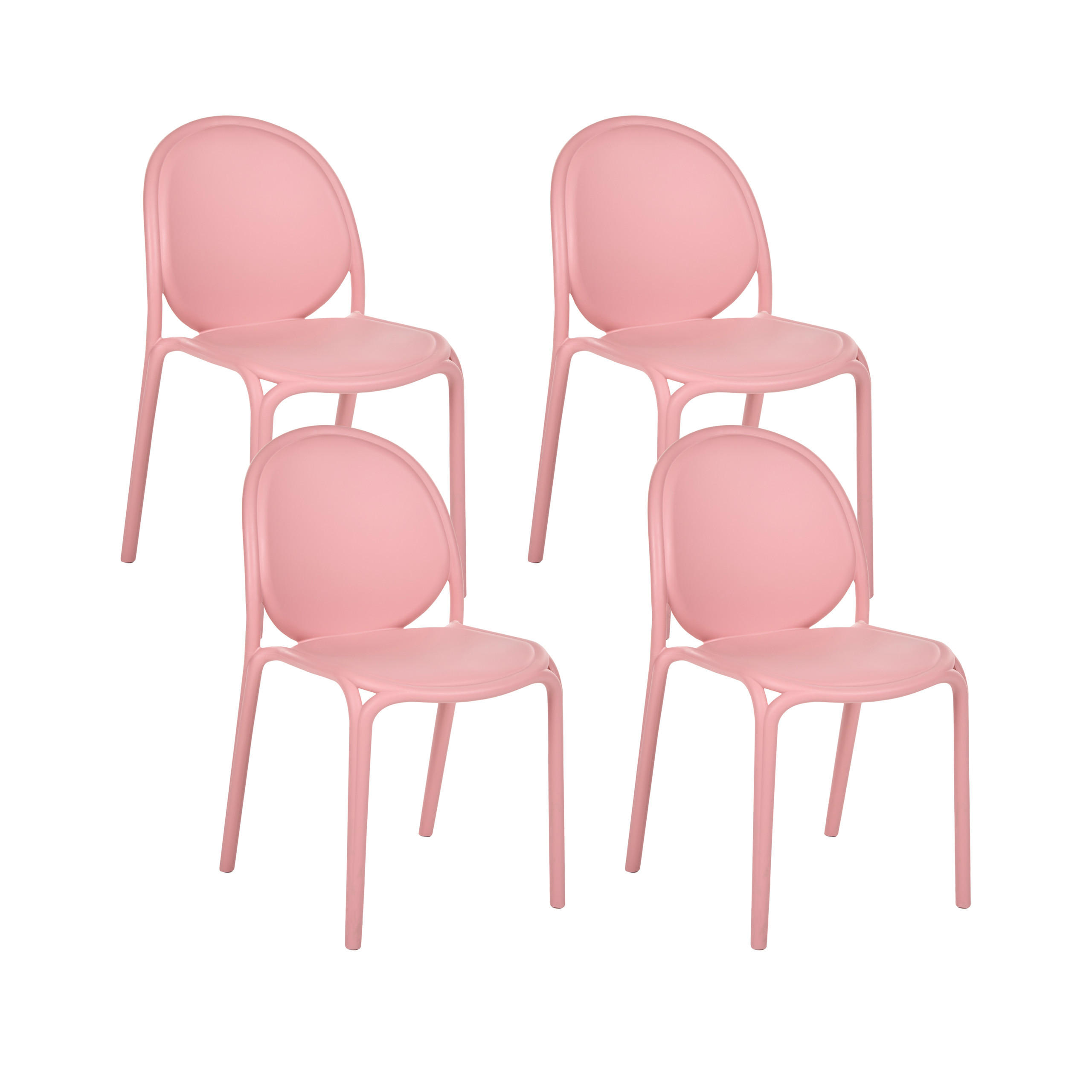 GARTENSTUHL 4er Set Rosa Brugnello - Pink, Kunststoff (44/80/47cm) - Beliani