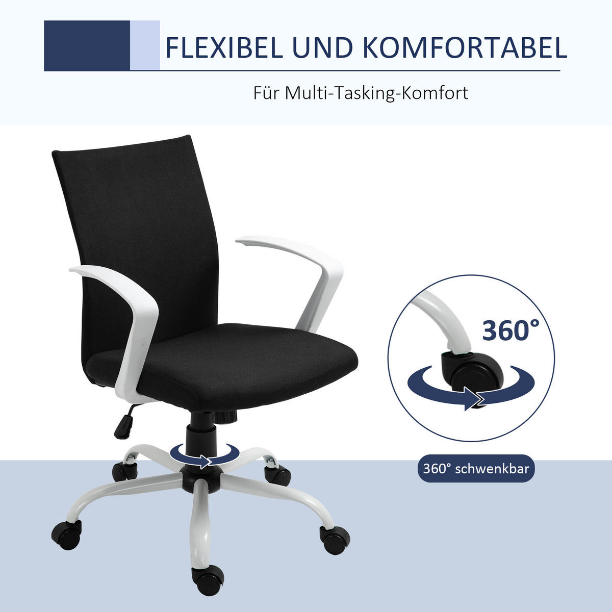 BÜROSTUHL, Schaumstoff, Nylon, Schwarz - Schwarz, Kunststoff (61/99/61cm) - Vinsetto