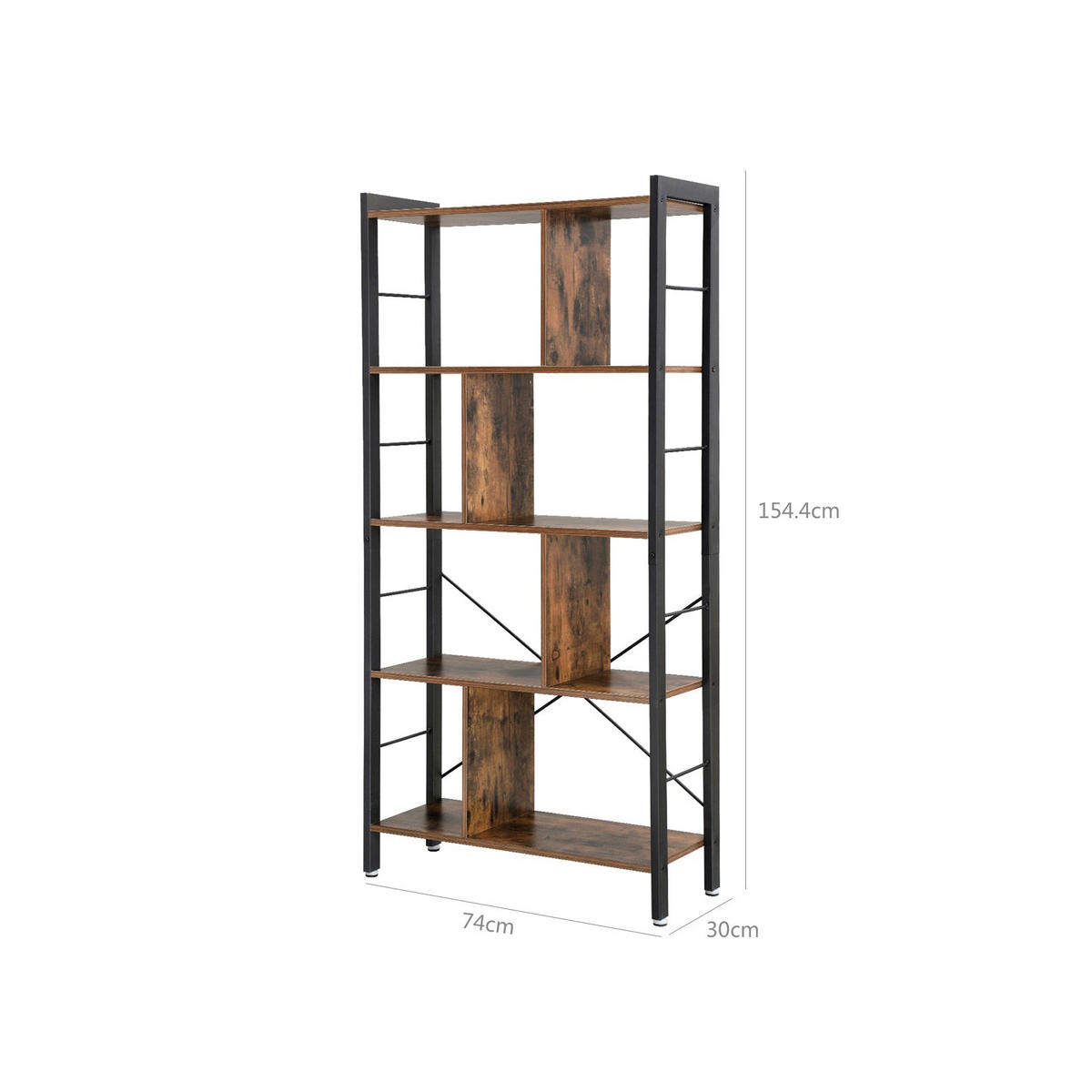 BÜCHERREGAL - Braun, Holzwerkstoff (30/155/74cm) - Hansiro