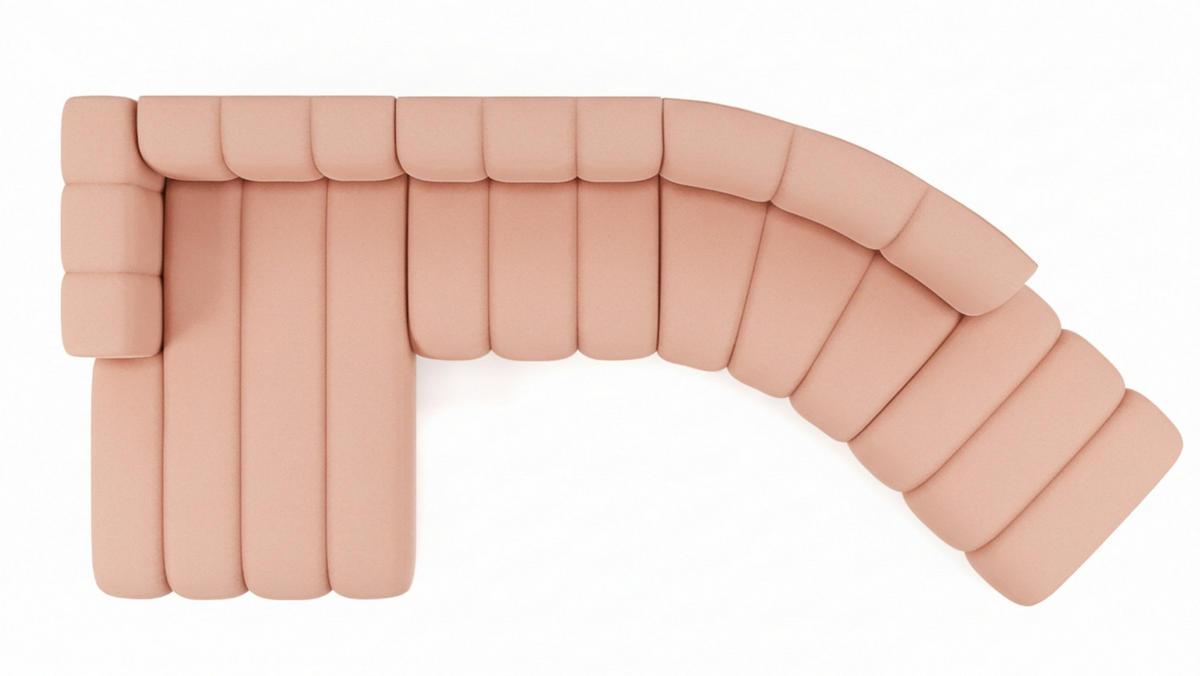 ECKSOFA L-Form GRAND Round, Stoff Salvador, Rosa, Links - Pink, Holz (445/179cm) - Kaiser Möbel