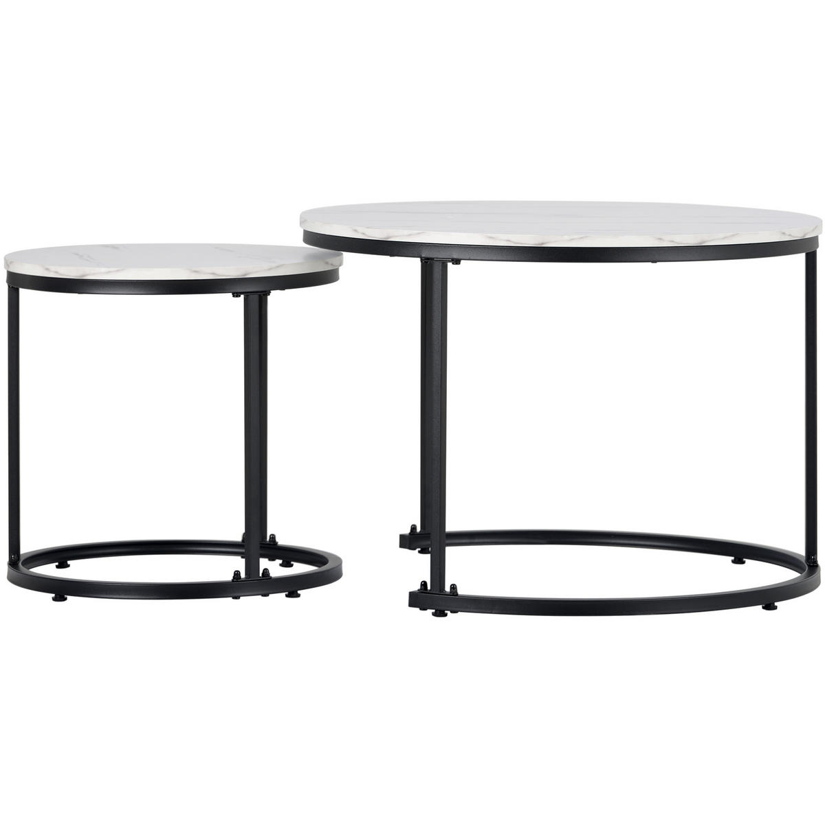 COUCHTISCH aus MDF 50x71x71 & 46x46x44 cm in Weiß Marmoroptik im 2er Set - Weiß, Holzwerkstoff (71/71/50cm) - Modfu
