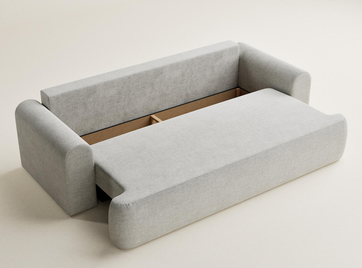 SOFA MIT SCHLAFFUNKTION Toluca Grau Chenille-Stoff - Schwarz/Grau, Holz/Holzwerkstoff (247/69/104cm) - Maison de Reve