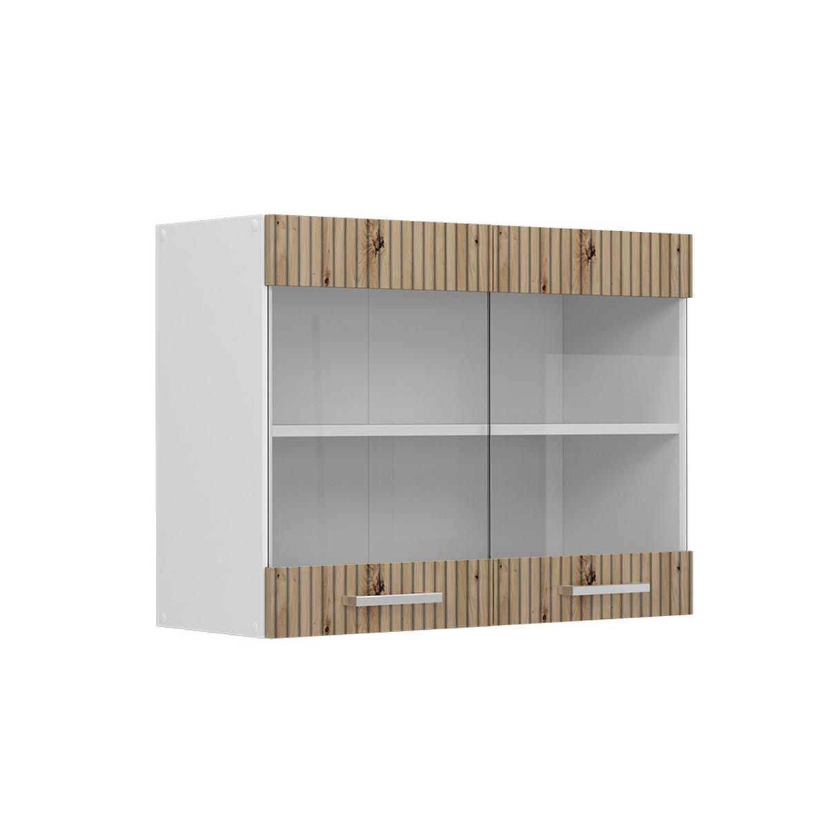 KÜCHENGLASSCHRANK R-Line Artisan-Eiche 80 cm - Weiß/Eiche Artisan, Holzwerkstoff (80/60/31cm) - Vicco