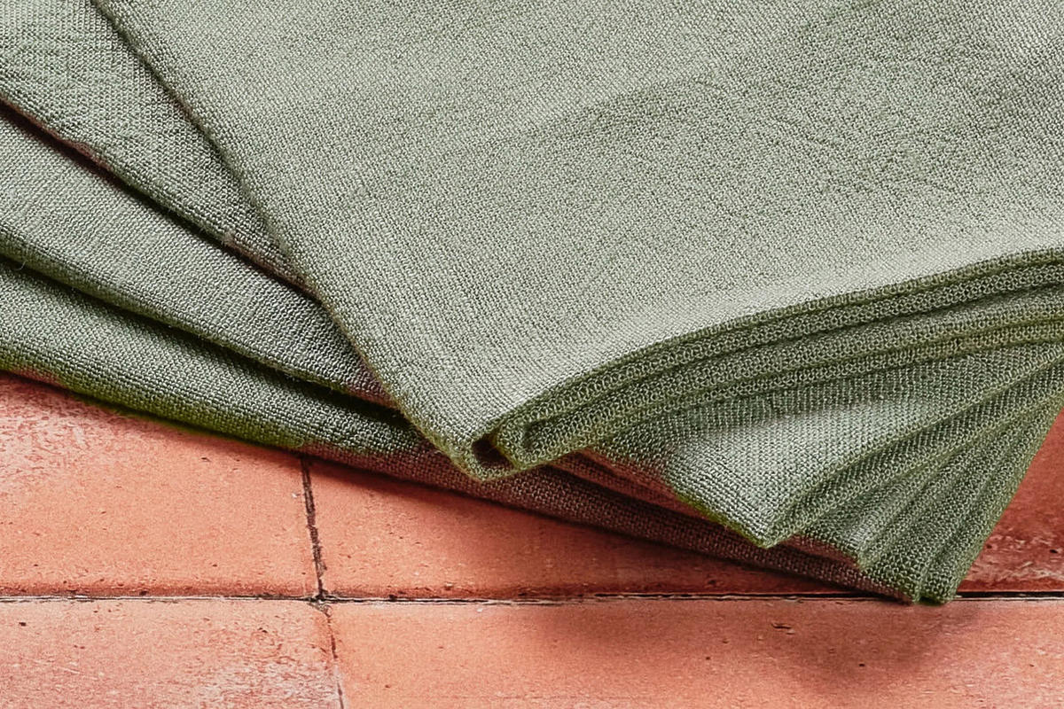 TISCHSERVIETTE - 6er-Set - Leinen und Baumwolle in Grau-Grün - Grün, Textil (40/40cm) - Björn