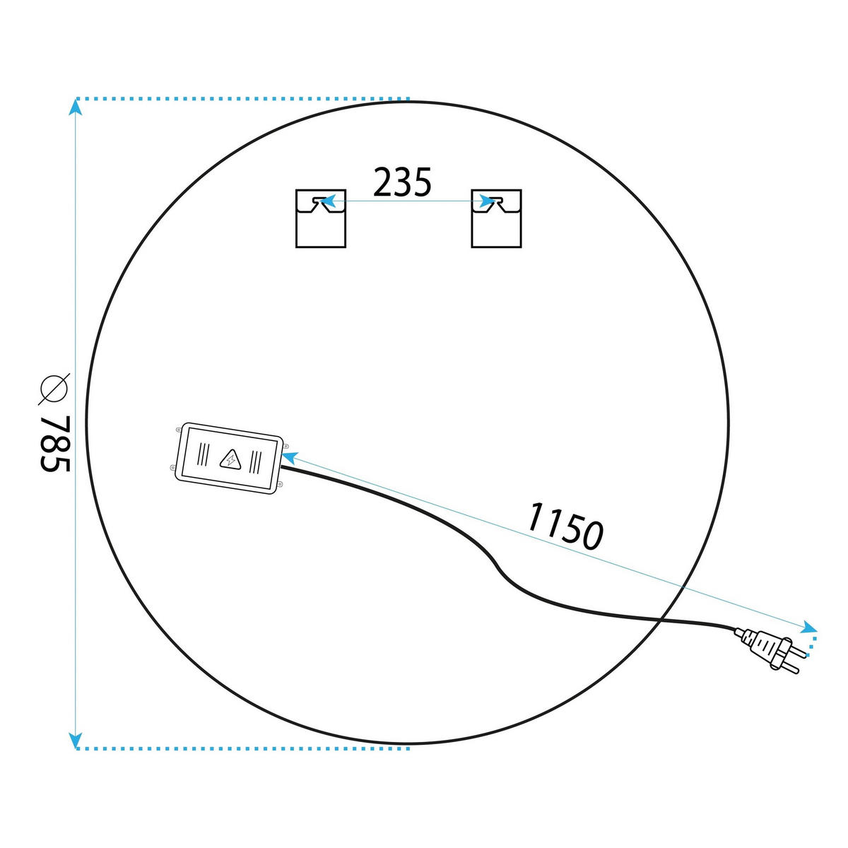 SPIEGEL Rea Led 80cm Bas - Grau, Glas (78.5/78.5/2cm) - REA