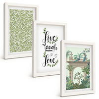 BILDER SET 3er Set - 20x30 cm Weißer Rahmen - Grüne Blätter von Pflanzenarchitektur - Weiß, Kunststoff (20/30cm) - TULUP