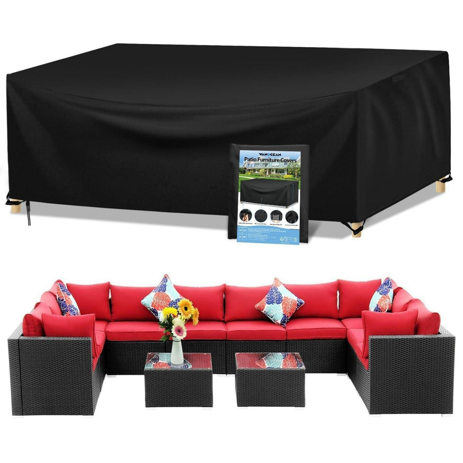 GARTENMÖBEL Abdeckung rechteckig 300 x 300 x 98 cm - Schwarz, Kunststoff (300/98/300cm)