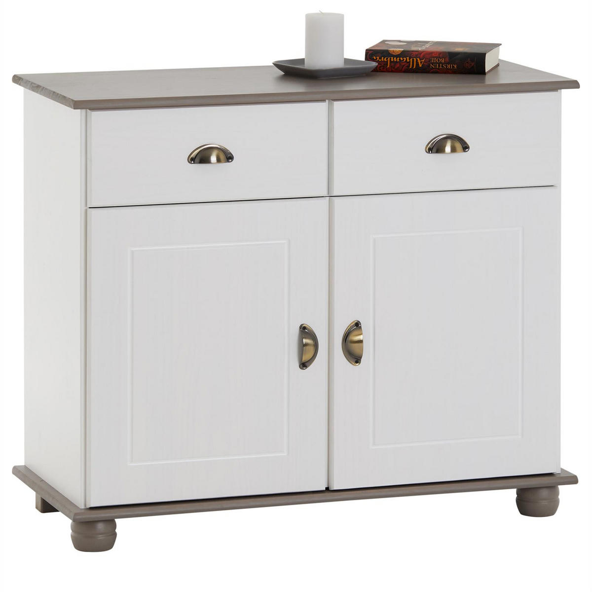 APOTHEKERKOMMODE COLMAR - Taupe/Weiß, Holz (91/79/39cm) - IDIMEX