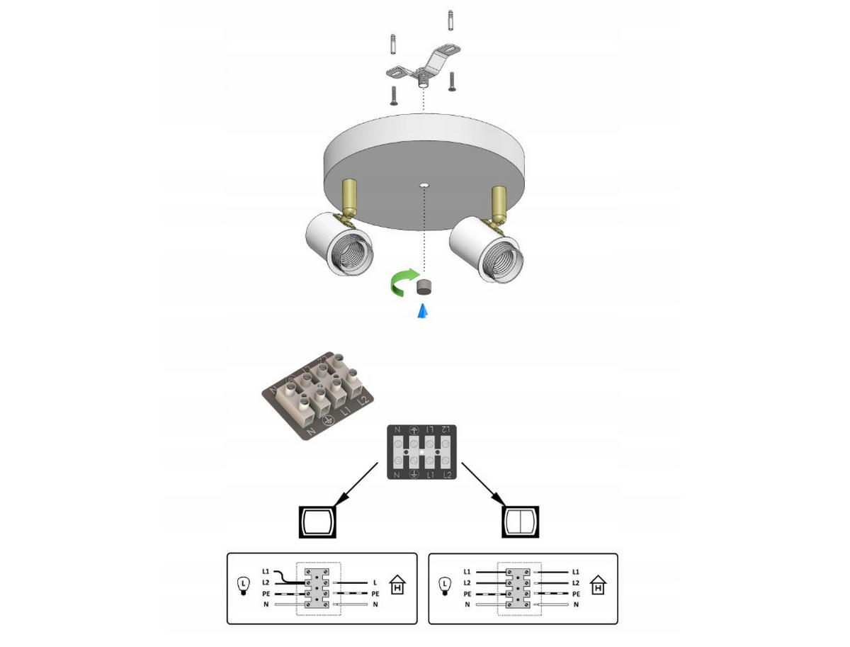 DECKENLEUCHTE Ecru - Beige/Goldfarben, Metall (30/30/21cm) - kiki design