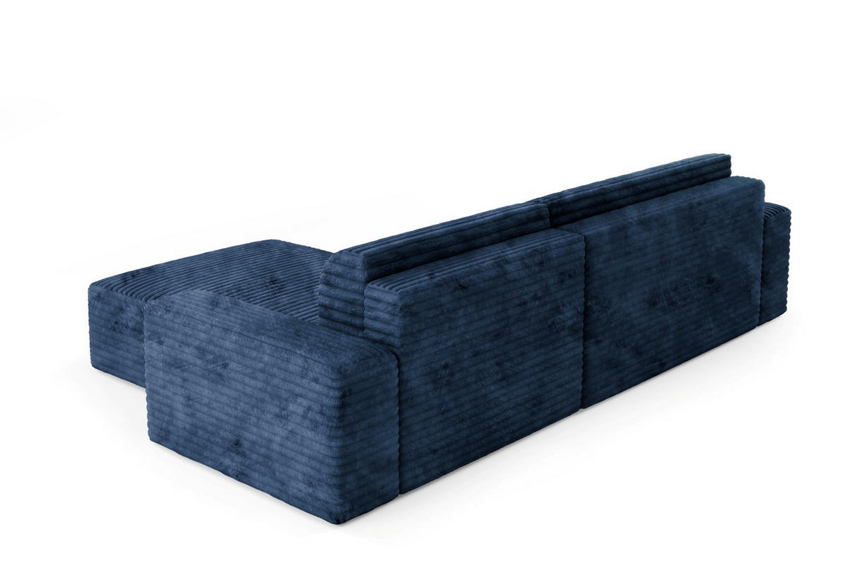 ECKSOFA mit Schlaffunktion Dunkelblau - Schwarz/Dunkelblau, Holz/Holzwerkstoff (300/185cm) - Furnisell