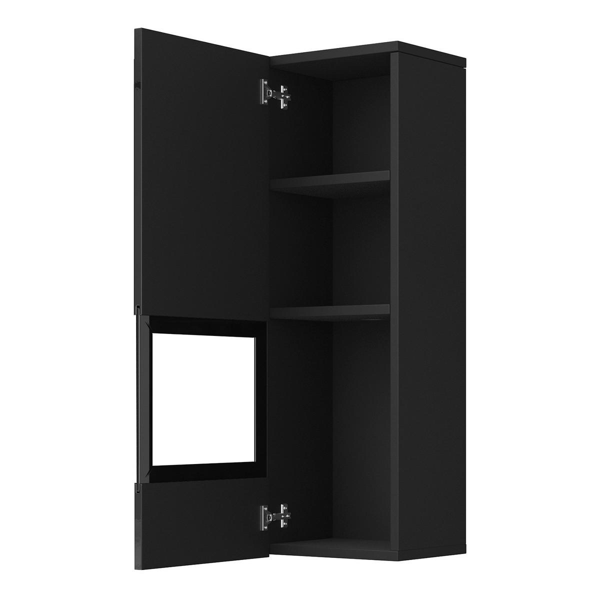 WOHNWAND - 6-teilig - Hochglanz Schwarz / Matt Schwarz - Silberfarben/Schwarz, Holzwerkstoff/Metall (270/150/41cm) - home24