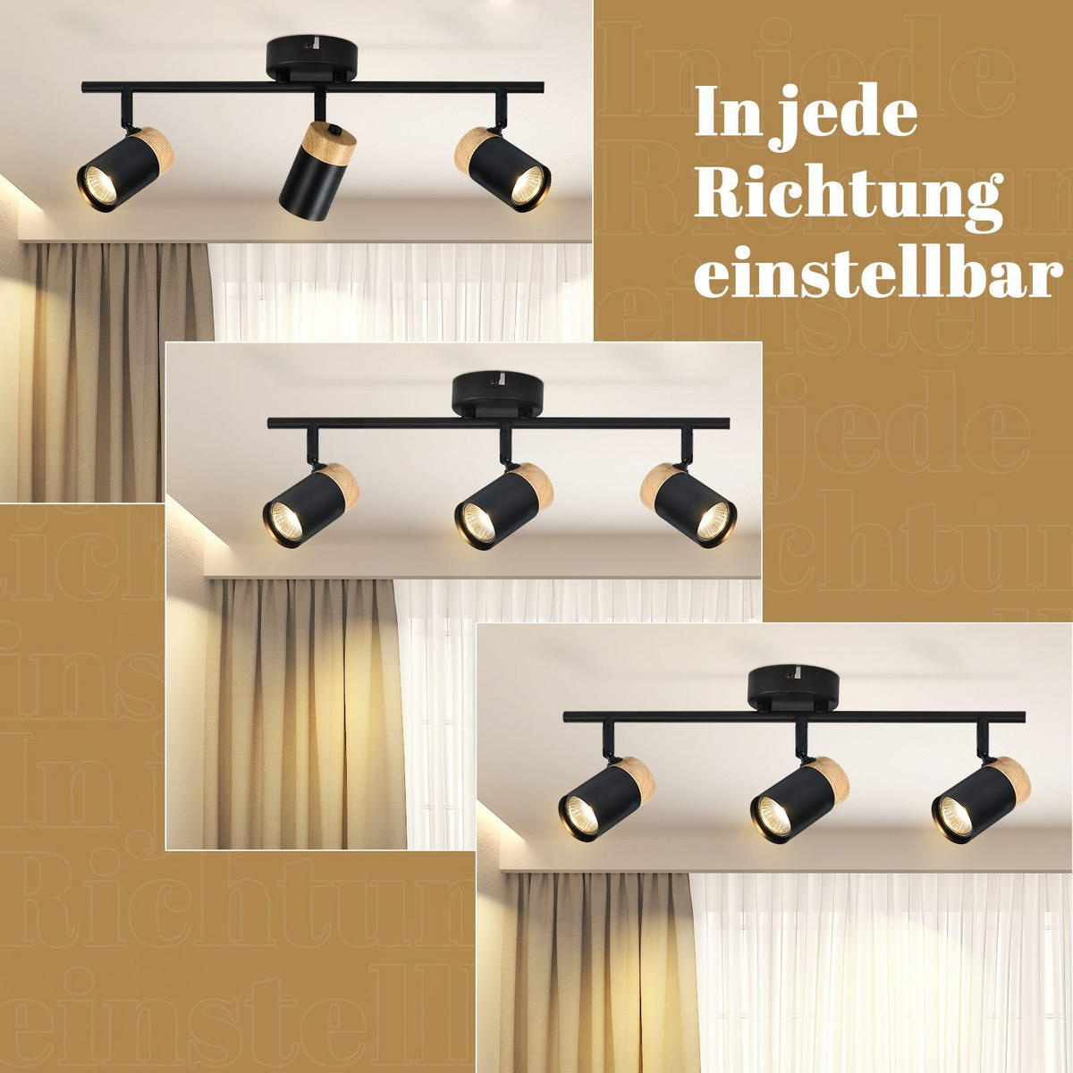 DECKENLEUCHTE Doris 3-flammig 41.5/9/19 cm - Schwarz, Metall (48/9/19cm) - Nettlife