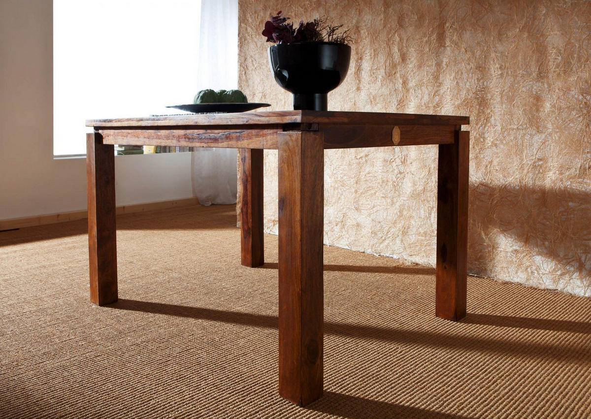 ESSTISCH Sheesham 90x90x76 braun lackiert METRO LIFE #151 - Braun, Holz (90/90/76cm) - Massivmoebel24
