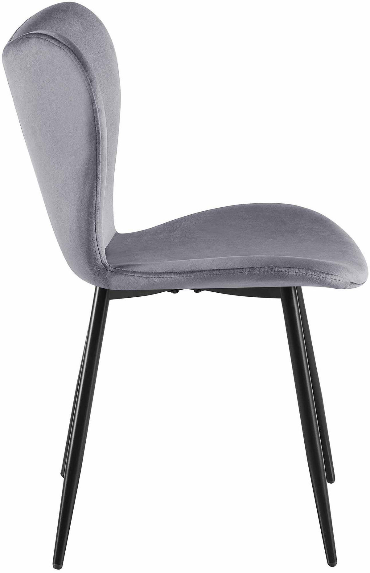 ESSZIMMERSTUHL Samt Dunkelgrau - Dunkelgrau/Schwarz, Textil/Metall (50/80/58cm) - CLP